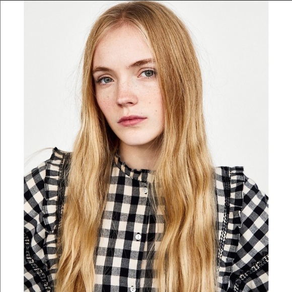 NWT Zara Checked Frilled Top - Picture 3 of 8